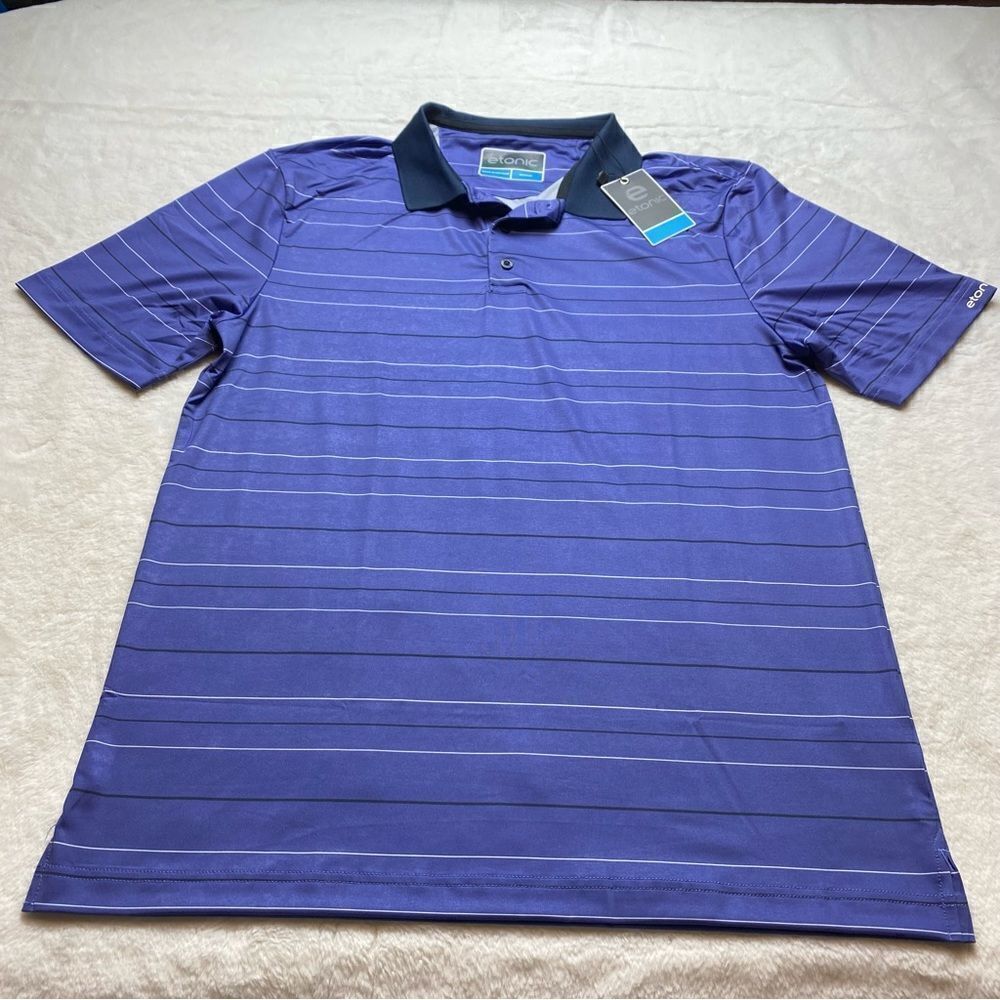 Etonic Short Sleeve Polo Purple with White Black Strip New With Tags S-Medium
